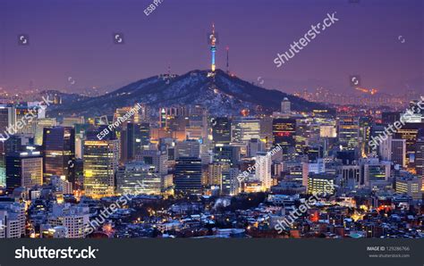 Downtown Skyline Of Seoul South Korea With Seoul Tower Stock Photo