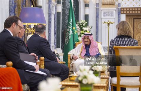 Saudi Arabias King Salman Bin Abdulaziz Al Saud Meets Us Secretary