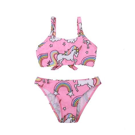 Girl Swimsuits Hot Selling Bathing Suits Two Piece Swimwear Unicorn Sexy Bikini Kid S Wear And