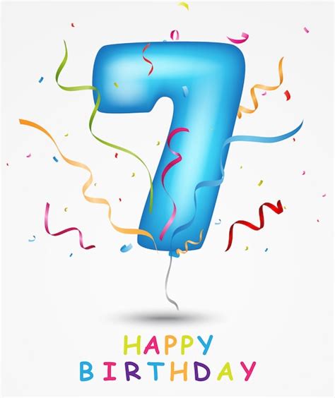 Premium Vector Happy Birthday Balloon With Number 7