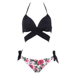Sexy Bikini Women Swimsuit Push Up Swimwear Criss Cross Bandage Halter Bikini Set Beach Bathing