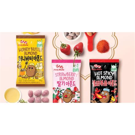 Nutsholic Honey Butter Almond Hot Spicy Almond Strawberry Almond G Halal Shopee Singapore