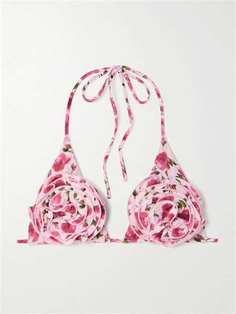 Magda Butrym Floral Print Triangle Bikini Top In Pink ModeSens