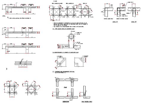 Reinforcement At Corner Of Cantilever Slab Detail Layout File Cadbull