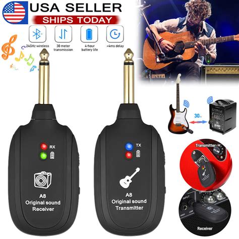 Uhf Guitar Wireless System Transmitter Receiver Built In Rechargeable