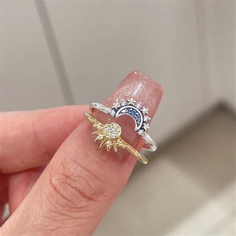 Sun And Moon Ring Sparkling Celestial Rings Minimalist Luxury Rings