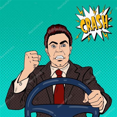 Angry Driver Man Showing His Fist Road Rage Pop Art Vector