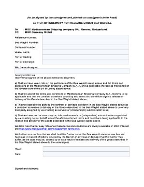 Printable Indemnity Letter Forms And Templates Fillable Samples In