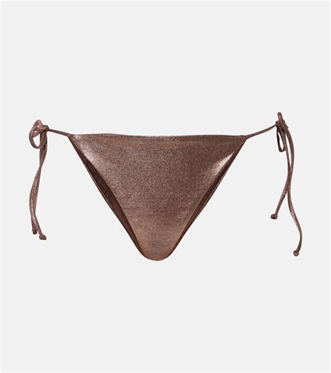 Ties lamé bikini bottoms in brown Jade Swim Mytheresa