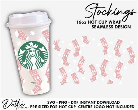 Pre Sized Full Wrap Winter Starbucks Wrap Svg For Oz Grande Hot Cup Starbucks Hot Cup SVG