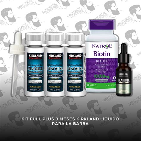 Kit Full Plus 3 Meses Kirkland Barba Minoxidil Honduras