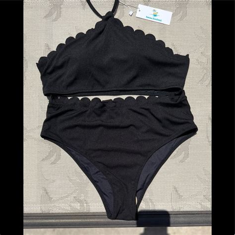 Swim Nwt Black Ruffle Bikini Set Poshmark