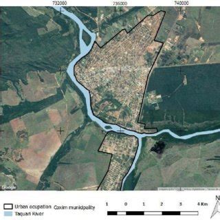 Study Area Of Coxim Mato Grosso Do Sul State Urban Area And The Water