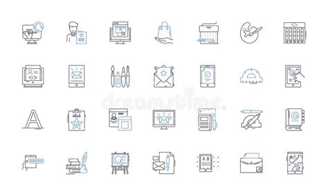 Ornamental Organization Line Icons Collection Elaborate Decorative