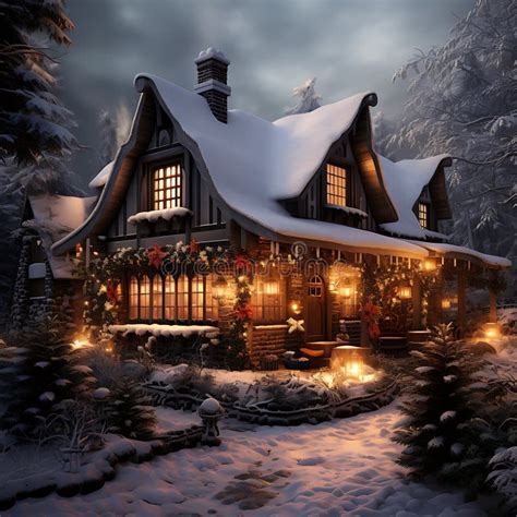 Cozy Christmas Cabin Log Cabin In Snow Crackling Fireplace Warm