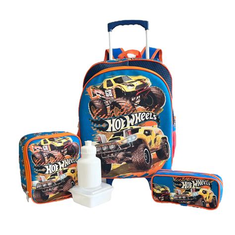 Kit Mochila Infantil Hot Wheels Monster Truck Rodinhas Tam G Shopee Brasil