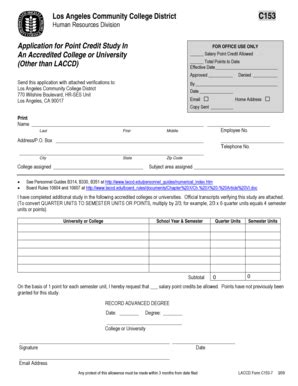 Fillable Online Laccd Application For Point Credit Study In Los