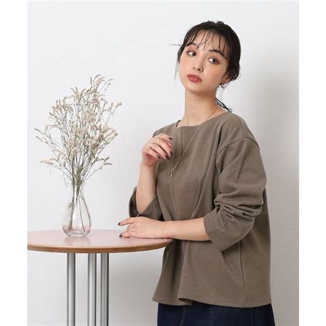 キューティーブロンド Cutie Blonde ゆるっとこなれ見え 起毛ボートネックトップスセットアップ可 SHOO WARM ダークブラウン 043 ファッション通販