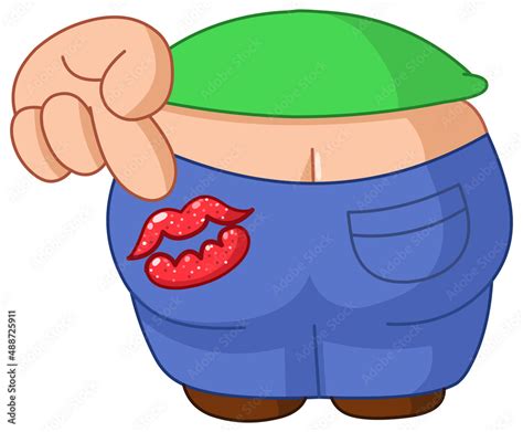 Finger Pointing To A Kiss Print On A Butt Kiss My Ass Concept Vector De Stock Adobe Stock