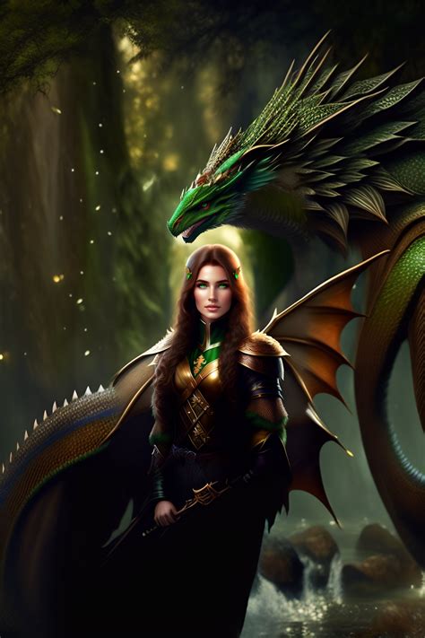 Иллюстрация девушка воин с драконом | Illustrators.ru