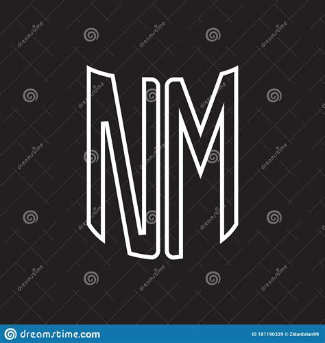 Nm Logo Monogram With Ribbon Style Outline Design Template Stock Vector