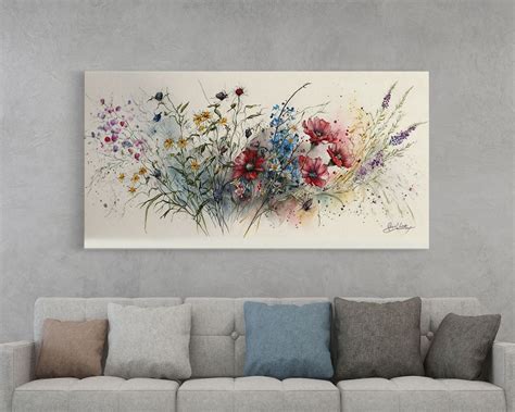 Beautiful Wildflowers Wild Flower Art Watercolor Floral Framed Canvas