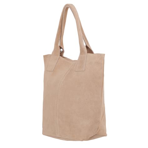 W Oska Be Owa Nude A Sk Rzana Torebka Worek Mi Kka Sk Ra Zamszowa Na Zamek