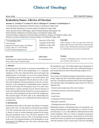 Krukenberg Tumor- A Review of Literature | PDF