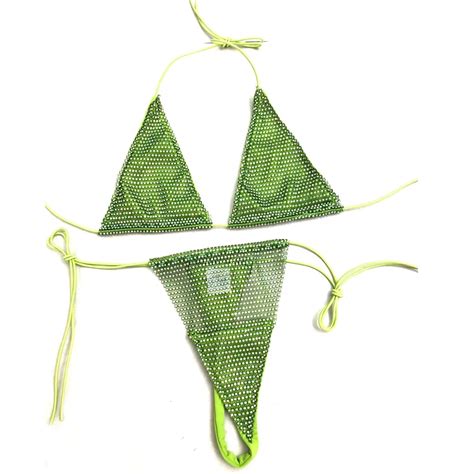 S New Rhinestone Mesh Bikini Fashion Crystal Swimwear Luxury Diamond Beachwear Alibaba