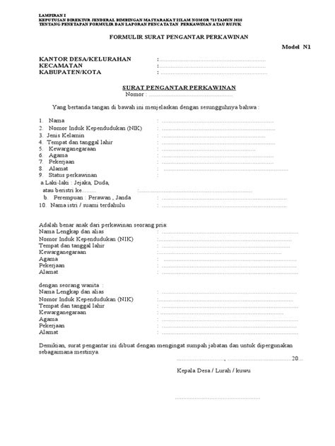 N1 Surat Pengantar Perkawinan Pdf