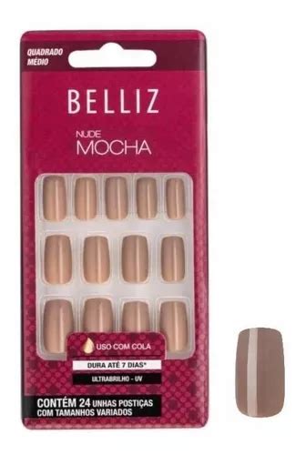 Unhas Postiças Autoadesivas Nude Latte Belliz MercadoLivre