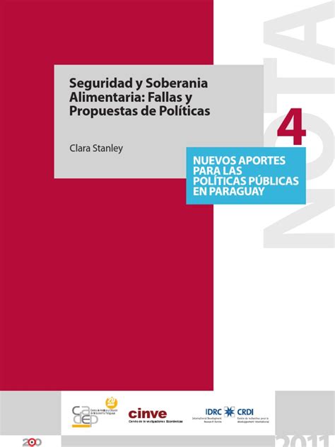 Pdf Seguridad Y Soberan A Alimentaria En Paraguay Propuesta De