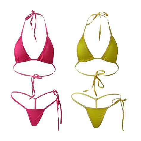Buy Micro Bikini Set G String Swimwear Women Thongs Set Halterneck Bikini Set Pack Online At