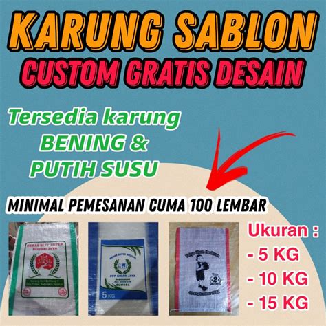 Jual Karung Sablon Custom Kg Kg Kg Shopee Indonesia