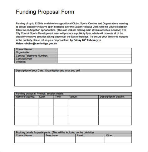 Free Sample Funding Proposal Templates In Pdf Ms Word Google