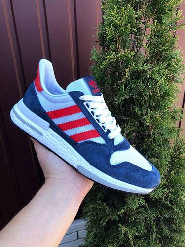 Купить Мужские кроссовки Adidas Zx 500 Синие,красные с белой подошвой ...