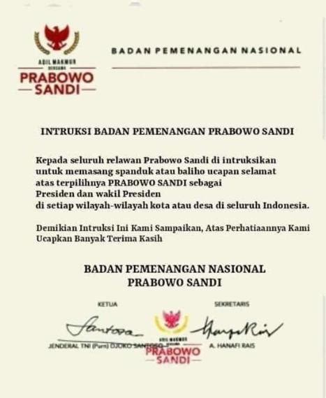 Benar Klarifikasi Surat Edaran Intruksi Memasang Spanduk Ucapan