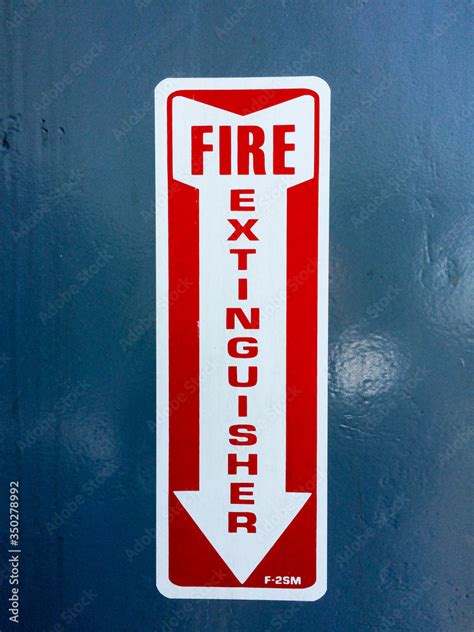 Red White Fire Extinguisher Arrow Sign On Uss Iowa Naval Warship