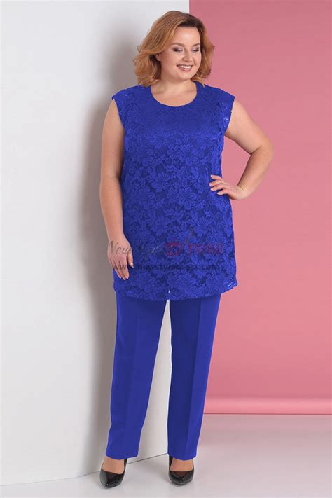 Plus Size 3pc Mother Of The Bride Pant Suits Royal Blue Nmo 716 3