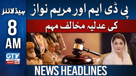 Pdm And Maryam Nawazs Anti Judiciary Campaign 8am News Headlines