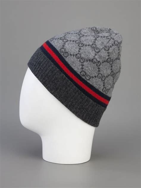 Gucci Monogram Beanie Hat In Gray Grey Lyst