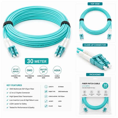 30M 10G LOMM FIBER OPTIC PATCH CABLE OM3 DUPLEX LC/LC 50/125 AQUA (ADD-LC-LC-30M5OM3)