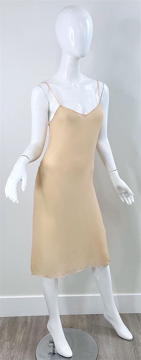 S Halston Couture Nude Silk Chiffon Semi Sheer Bias Cut Vintage S Dress For Sale At Stdibs
