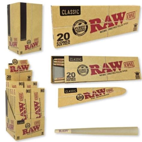 Raw Classic Cones 20 Pack 1 Box Wraps And Rolling Papers