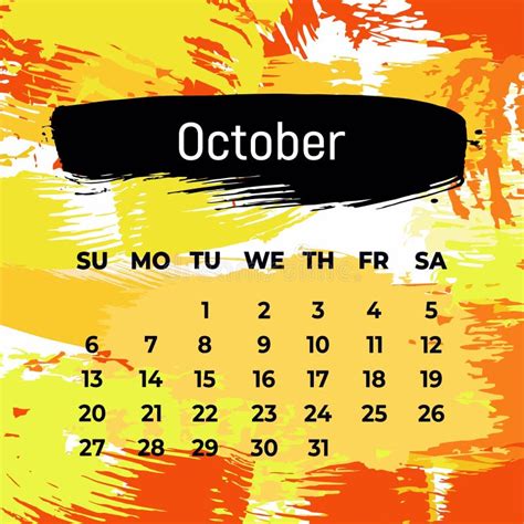 Square Calendar Year Week Starts Sunday Vector Template Stock