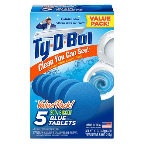 Ty D Bol Blue Toilet Bowl Cleaner Tablets Deodorant Drop Tank Water