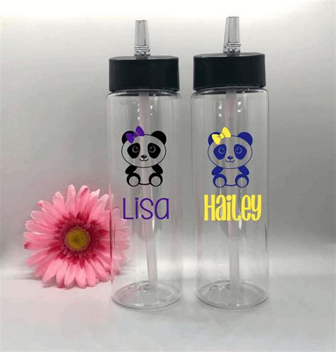 Personalized Panda Water Bottle Custom Fitness Bottle Panda Etsy