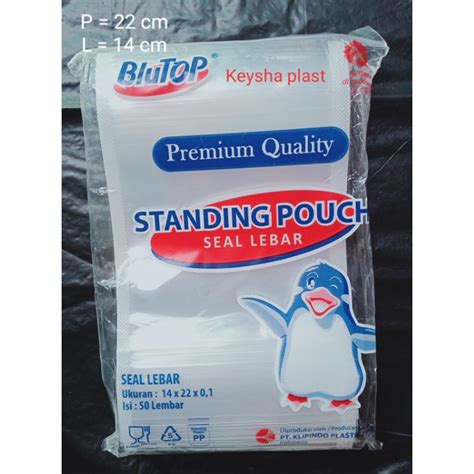 Jual Plastik Standing Pouch Ukuran X Seal Lebar Merk Blutop Isi