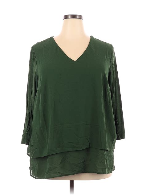 Michael Michael Kors 100 Polyester Green Long Sleeve Blouse Size 1x