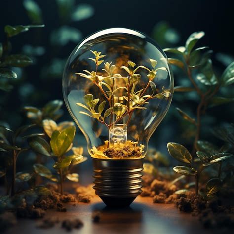 Premium AI Image A Light Bulb With A Plant Growing Inside Of It